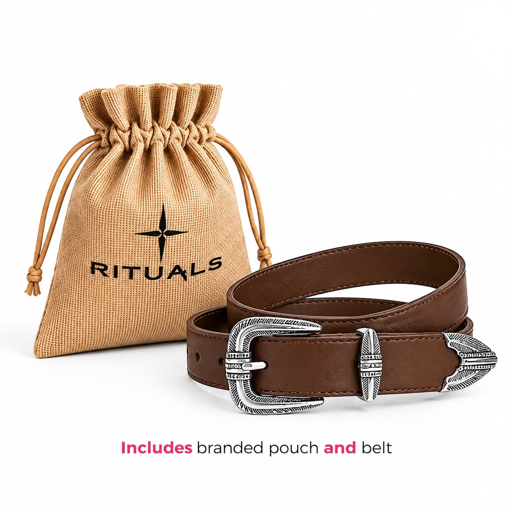 Vintage Engraved Belt ( Coffee Brown)