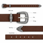 Vintage Engraved Belt ( Coffee Brown)