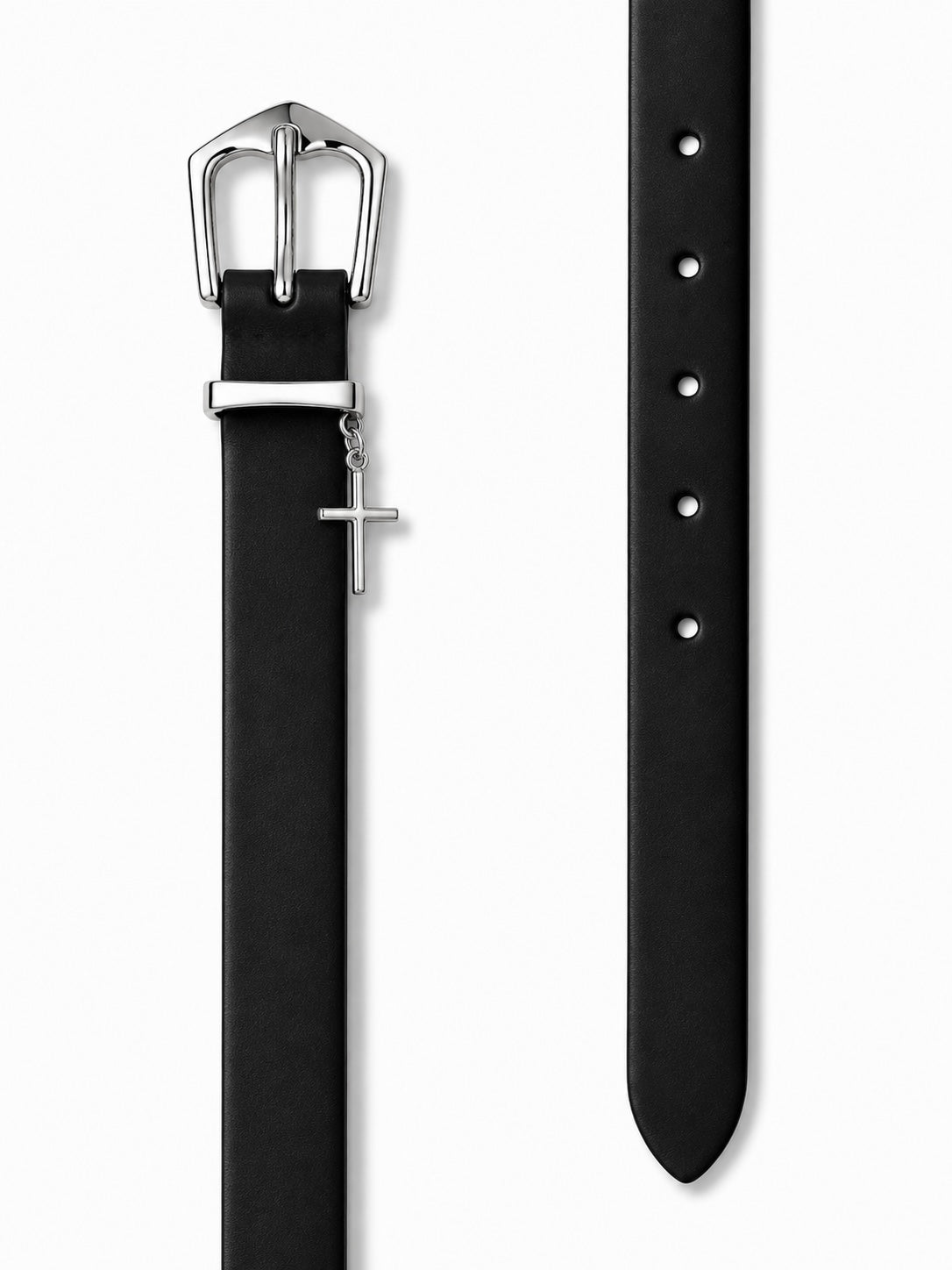 Slim Leather Belt ( Cross Pendant)